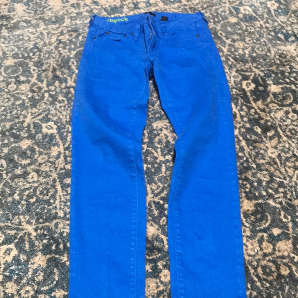 J crew 2P Bright Blue Toothpick Jeans